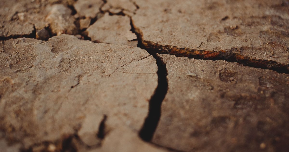 Close-up of dry, cracked soil texture